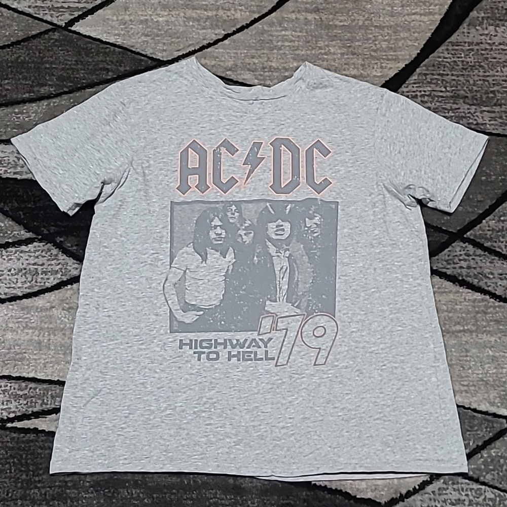 AC/DC HIGHWAY-TO-HELL TOUR OF 79 GRAY CREW-NECK TEE-SHIRT